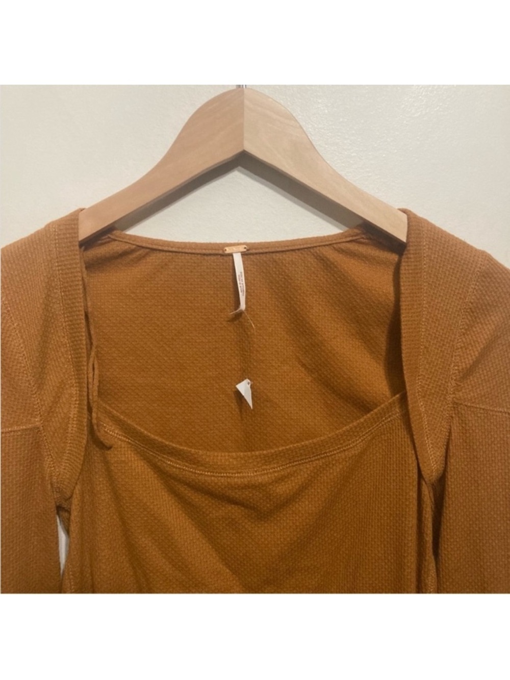 Free People A Little Unruly Longsleeve Thermal Top Rust Orange Eyelet Medium New - Picture 5 of 12